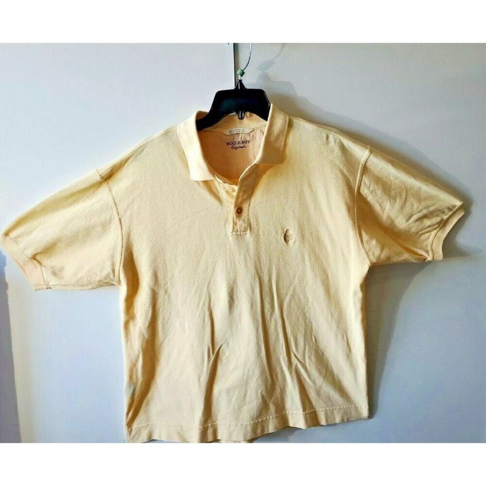 Vintage Bugle Boy Large Yellow Short Sleeve Golf Polo Retro